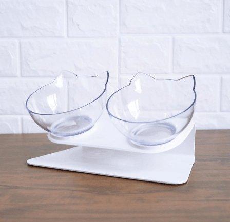 Deluxe Pet Dining Experience: Elegant Inclined Food Cat Bowl With Transparent Design
