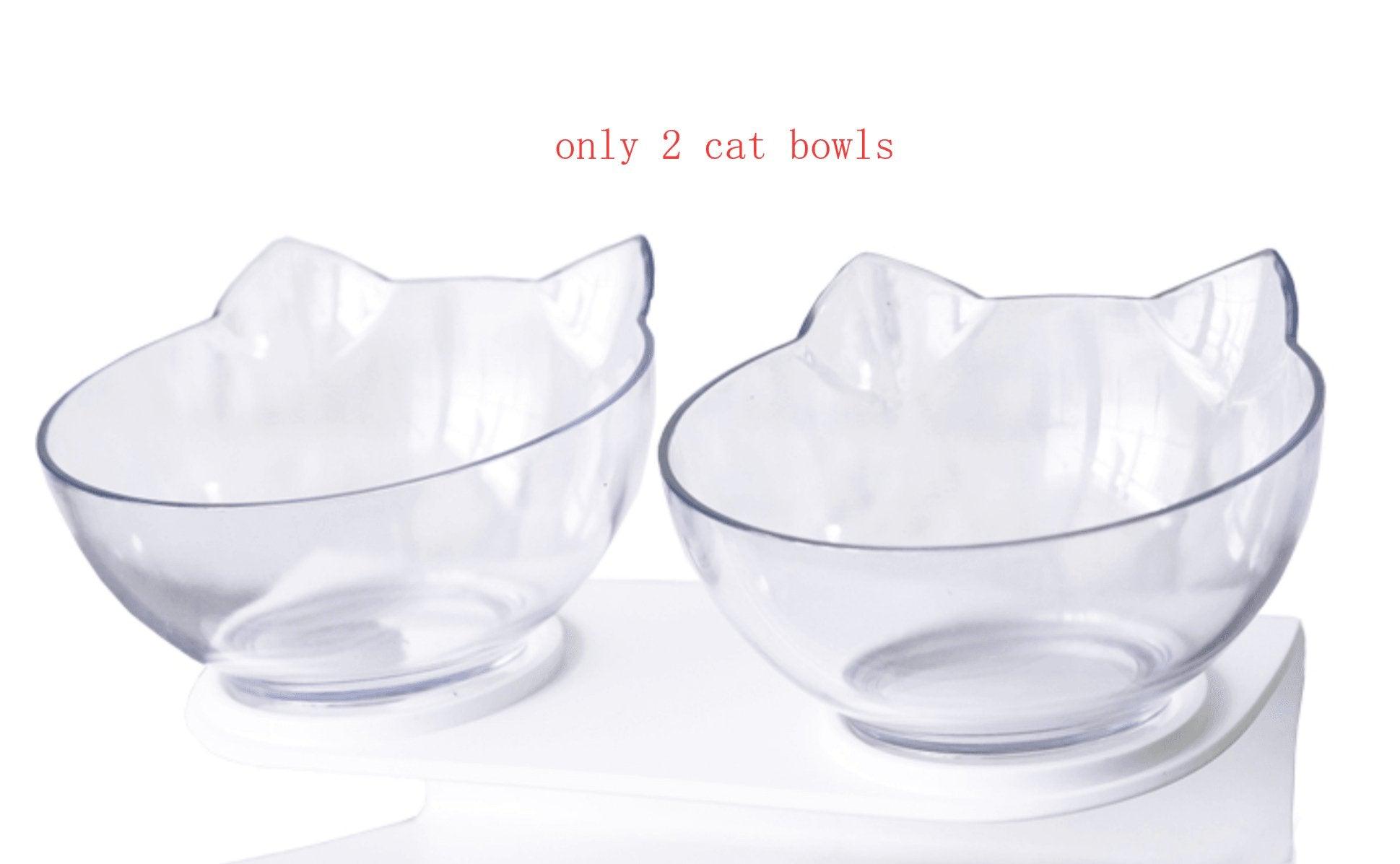 Deluxe Pet Dining Experience: Elegant Inclined Food Cat Bowl With Transparent Design