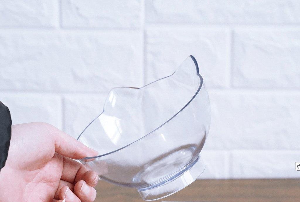 Deluxe Pet Dining Experience: Elegant Inclined Food Cat Bowl With Transparent Design