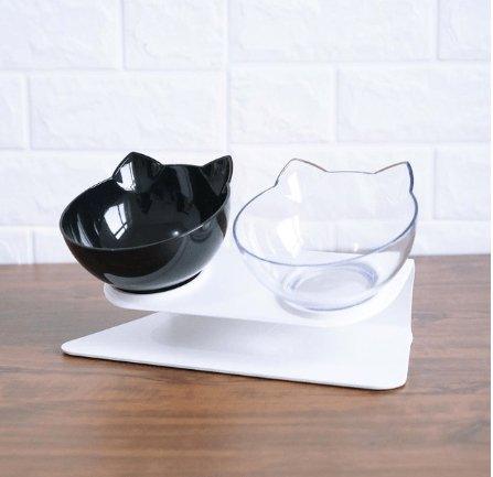 Deluxe Pet Dining Experience: Elegant Inclined Food Cat Bowl With Transparent Design