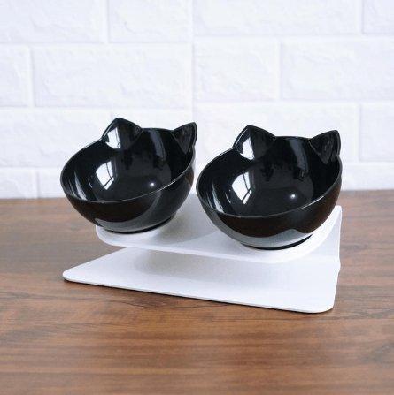 Deluxe Pet Dining Experience: Elegant Inclined Food Cat Bowl With Transparent Design