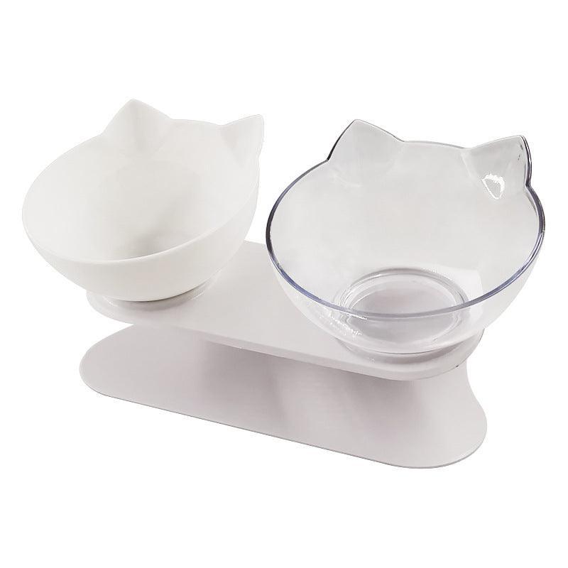 Deluxe Pet Dining Experience: Elegant Inclined Food Cat Bowl With Transparent Design