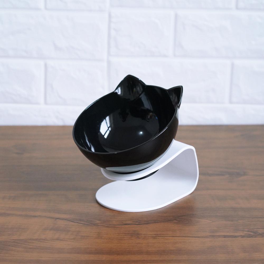 Deluxe Pet Dining Experience: Elegant Inclined Food Cat Bowl With Transparent Design