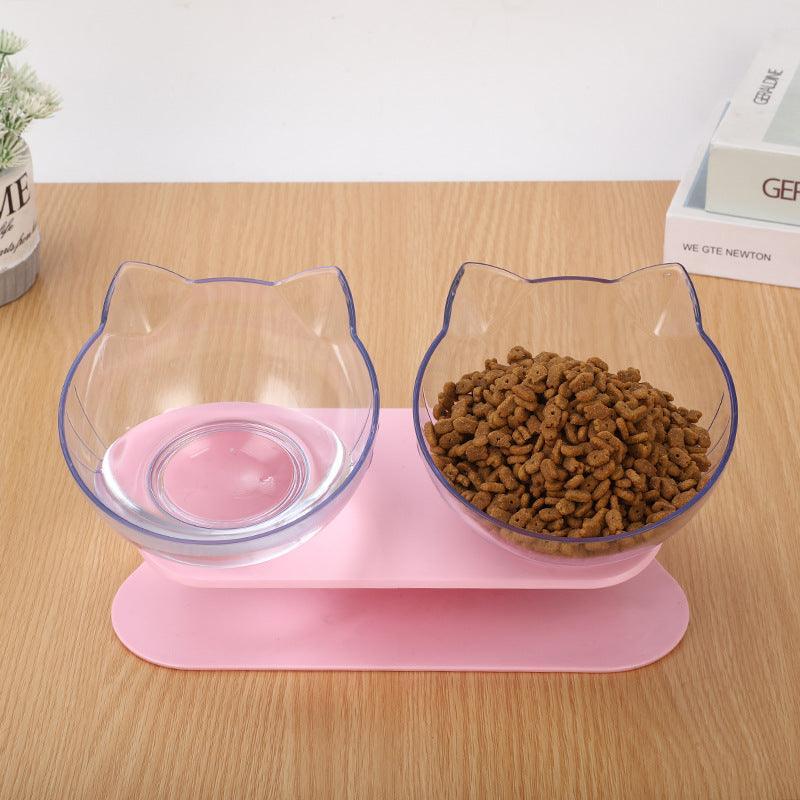 Deluxe Pet Dining Experience: Elegant Inclined Food Cat Bowl With Transparent Design